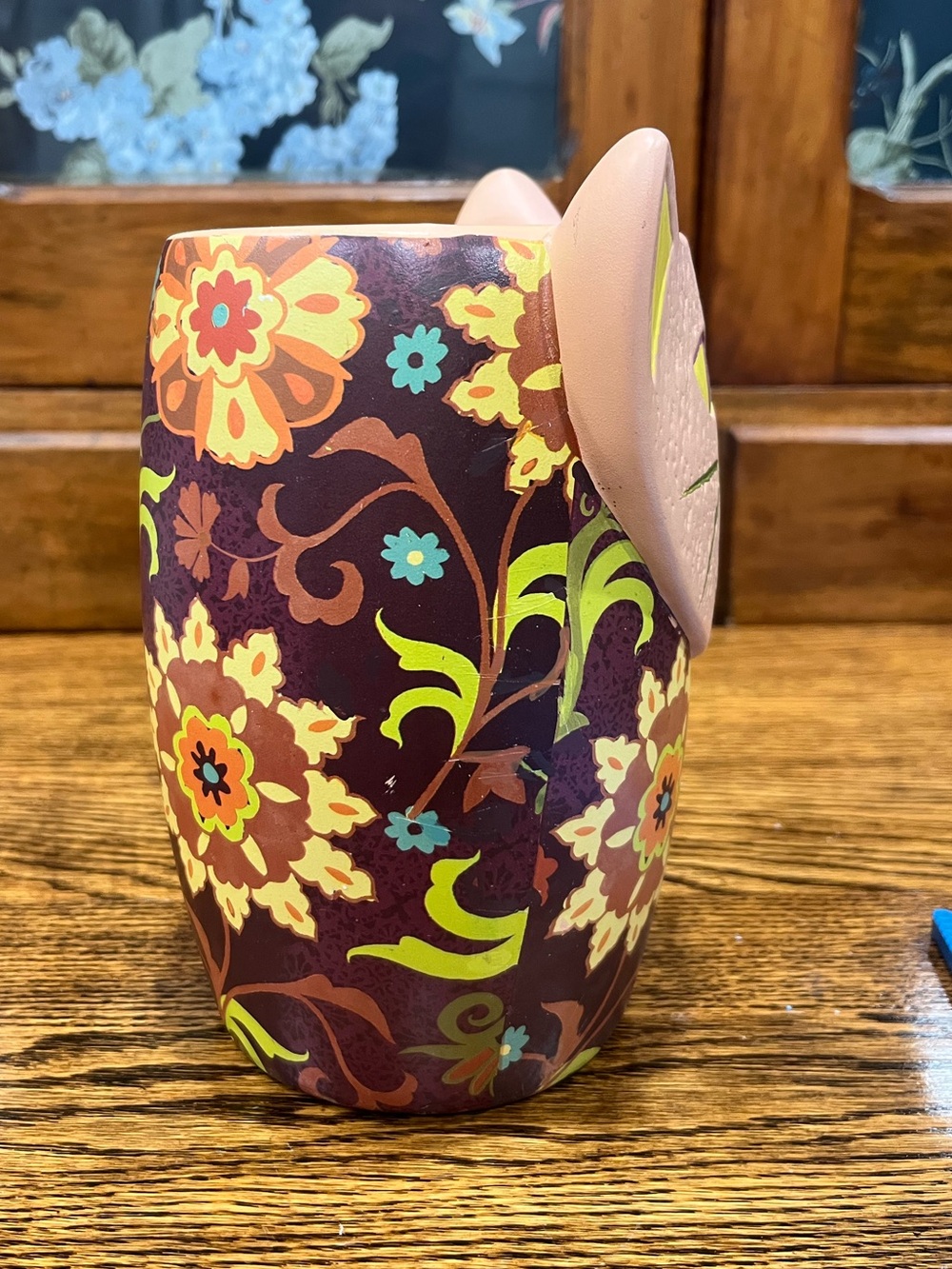Lori Siebert Cat Planter – Colorful Floral Folk Art Whimsical Kitschy Approx 7” - Picture 4 of 7